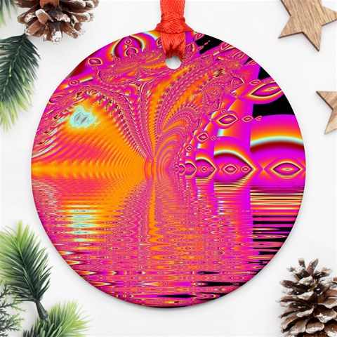 Magenta Boardwalk Carnival, Abstract Ocean Shimmer Round Ornament (Two Sides) from ArtsNow.com Front