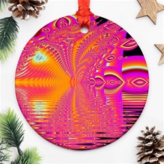 Magenta Boardwalk Carnival, Abstract Ocean Shimmer Round Ornament (Two Sides) from ArtsNow.com Back