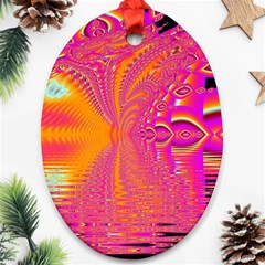 Magenta Boardwalk Carnival, Abstract Ocean Shimmer Oval Ornament (Two Sides) from ArtsNow.com Front