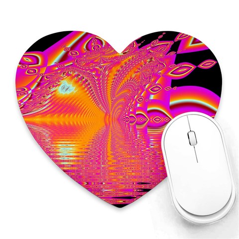 Magenta Boardwalk Carnival, Abstract Ocean Shimmer Mouse Pad (Heart) from ArtsNow.com Front