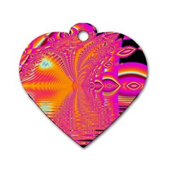 Magenta Boardwalk Carnival, Abstract Ocean Shimmer Dog Tag Heart (Two Sided) from ArtsNow.com Front