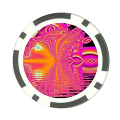 Magenta Boardwalk Carnival, Abstract Ocean Shimmer Poker Chip from ArtsNow.com Front