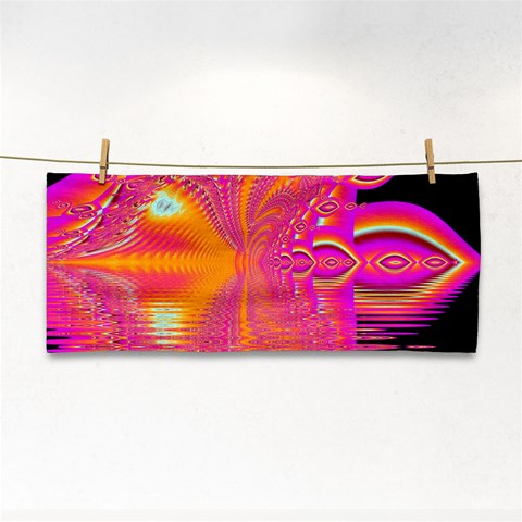 Magenta Boardwalk Carnival, Abstract Ocean Shimmer Hand Towel from ArtsNow.com Front