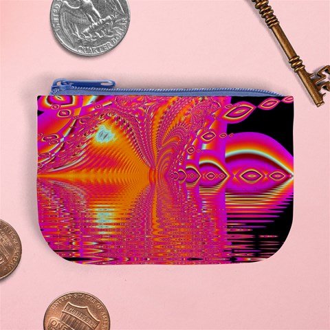 Magenta Boardwalk Carnival, Abstract Ocean Shimmer Coin Change Purse from ArtsNow.com Front