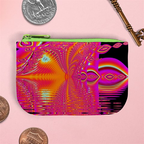 Magenta Boardwalk Carnival, Abstract Ocean Shimmer Coin Change Purse from ArtsNow.com Front