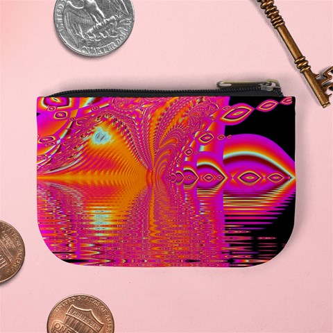 Magenta Boardwalk Carnival, Abstract Ocean Shimmer Coin Change Purse from ArtsNow.com Back
