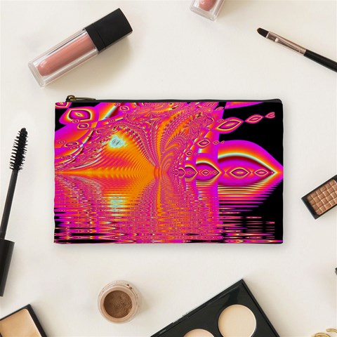 Magenta Boardwalk Carnival, Abstract Ocean Shimmer Cosmetic Bag (Medium) from ArtsNow.com Front