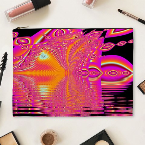 Magenta Boardwalk Carnival, Abstract Ocean Shimmer Cosmetic Bag (XL) from ArtsNow.com Front