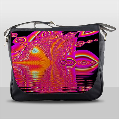 Magenta Boardwalk Carnival, Abstract Ocean Shimmer Messenger Bag from ArtsNow.com Front