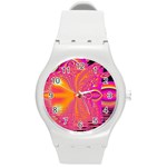 Magenta Boardwalk Carnival, Abstract Ocean Shimmer Plastic Sport Watch (Medium)