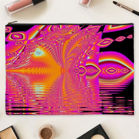 Magenta Boardwalk Carnival, Abstract Ocean Shimmer Cosmetic Bag (XXXL) from ArtsNow.com Front