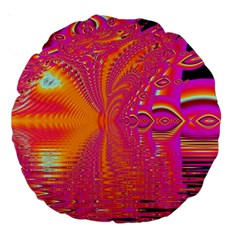 Magenta Boardwalk Carnival, Abstract Ocean Shimmer 18  Premium Round Cushion  from ArtsNow.com Back