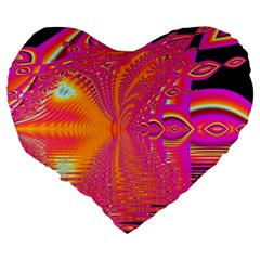 Magenta Boardwalk Carnival, Abstract Ocean Shimmer 19  Premium Heart Shape Cushion from ArtsNow.com Back