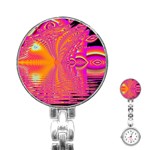 Magenta Boardwalk Carnival, Abstract Ocean Shimmer Stainless Steel Nurses Watch