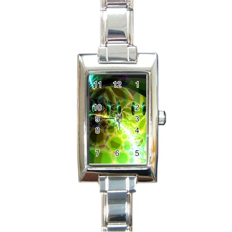 Dawn Of Time, Abstract Lime & Gold Emerge Rectangular Italian Charm Watch from ArtsNow.com Front