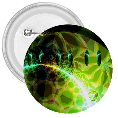 Dawn Of Time, Abstract Lime & Gold Emerge 3  Button from ArtsNow.com Front