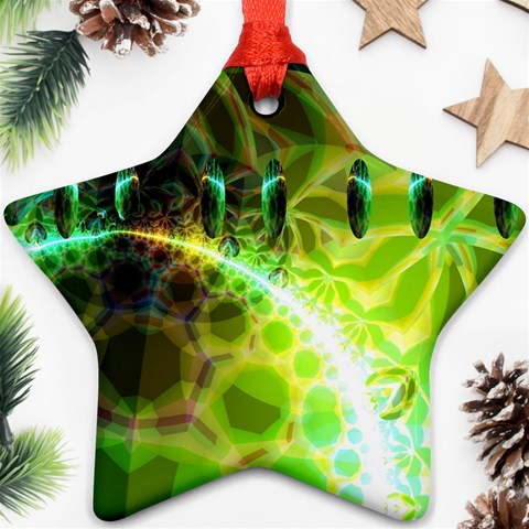 Dawn Of Time, Abstract Lime & Gold Emerge Star Ornament from ArtsNow.com Front
