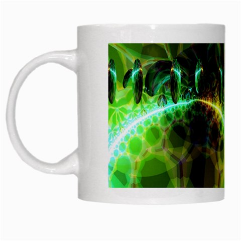 Dawn Of Time, Abstract Lime & Gold Emerge White Coffee Mug from ArtsNow.com Left