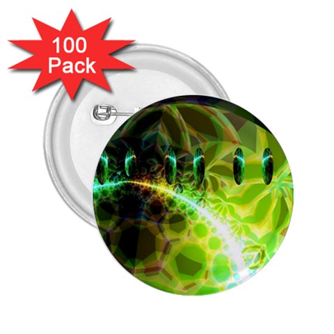 Dawn Of Time, Abstract Lime & Gold Emerge 2.25  Button (100 pack) from ArtsNow.com Front