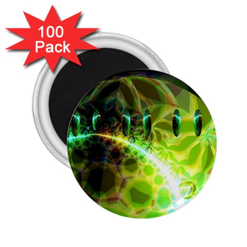 Dawn Of Time, Abstract Lime & Gold Emerge 2.25  Button Magnet (100 pack) from ArtsNow.com Front