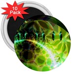 Dawn Of Time, Abstract Lime & Gold Emerge 3  Button Magnet (10 pack)