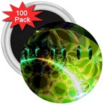 Dawn Of Time, Abstract Lime & Gold Emerge 3  Button Magnet (100 pack)