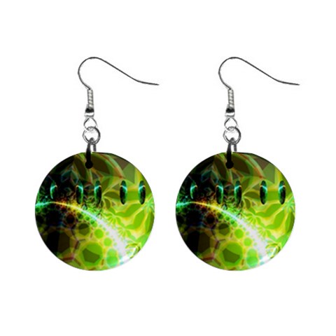 Dawn Of Time, Abstract Lime & Gold Emerge Mini Button Earrings from ArtsNow.com Front