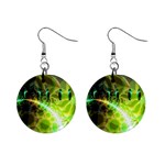 Dawn Of Time, Abstract Lime & Gold Emerge Mini Button Earrings Dawn Of Time, Abstract Lime & Gold Emerge Mini Button Earrings