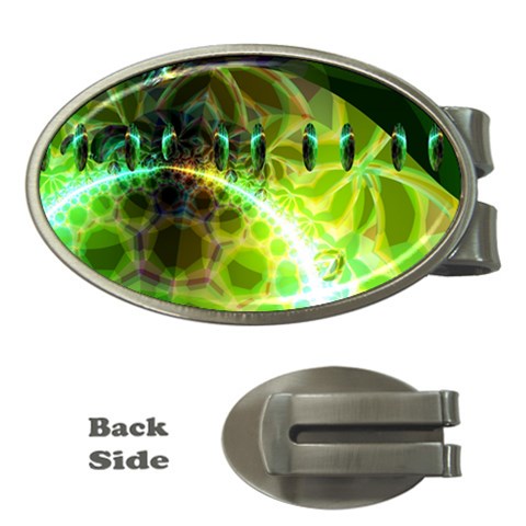 Dawn Of Time, Abstract Lime & Gold Emerge Money Clip (Oval) from ArtsNow.com Front
