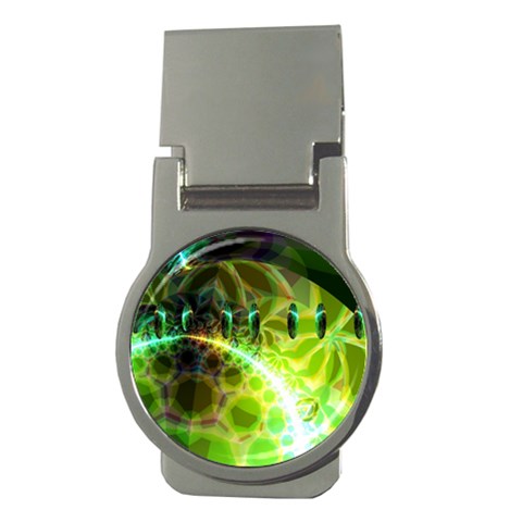 Dawn Of Time, Abstract Lime & Gold Emerge Money Clip (Round) from ArtsNow.com Front