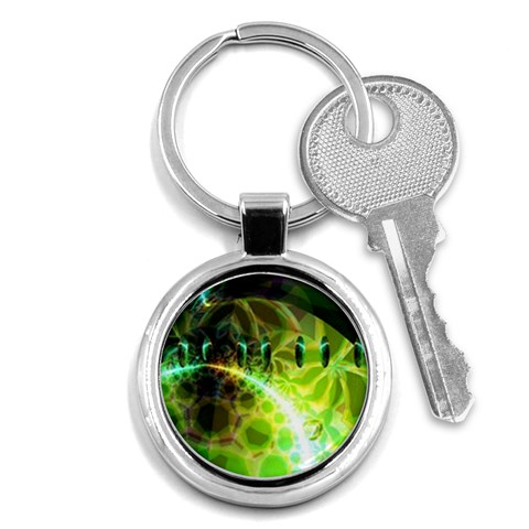 Dawn Of Time, Abstract Lime & Gold Emerge Key Chain (Round) from ArtsNow.com Front