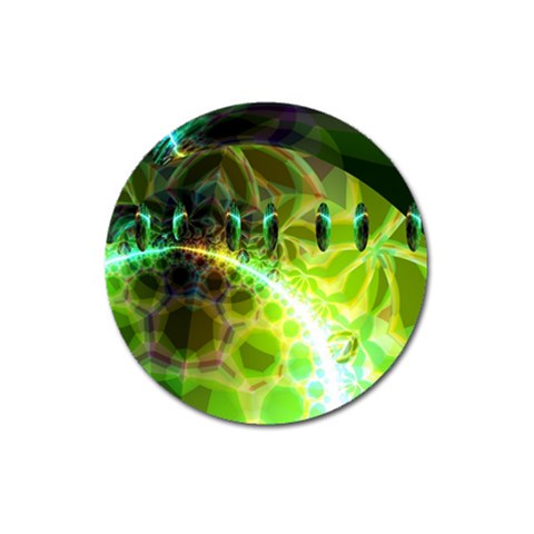 Dawn Of Time, Abstract Lime & Gold Emerge Magnet 3  (Round) from ArtsNow.com Front