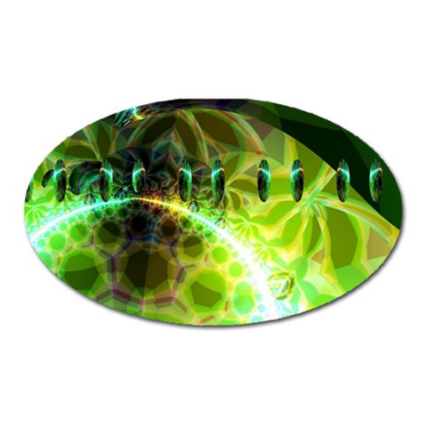 Dawn Of Time, Abstract Lime & Gold Emerge Magnet (Oval) from ArtsNow.com Front