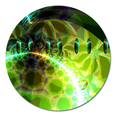 Dawn Of Time, Abstract Lime & Gold Emerge Magnet 5  (Round) from ArtsNow.com Front