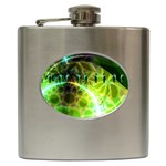Dawn Of Time, Abstract Lime & Gold Emerge Hip Flask Dawn Of Time, Abstract Lime & Gold Emerge Hip Flask