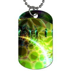 Dawn Of Time, Abstract Lime & Gold Emerge Dog Tag (Two Back