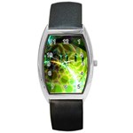 Dawn Of Time, Abstract Lime & Gold Emerge Tonneau Leather Watch Dawn Of Time, Abstract Lime & Gold Emerge Tonneau Leather Watch