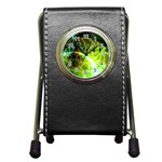 Dawn Of Time, Abstract Lime & Gold Emerge Stationery Holder Clock