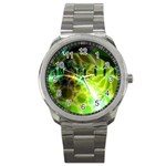 Dawn Of Time, Abstract Lime & Gold Emerge Sport Metal Watch