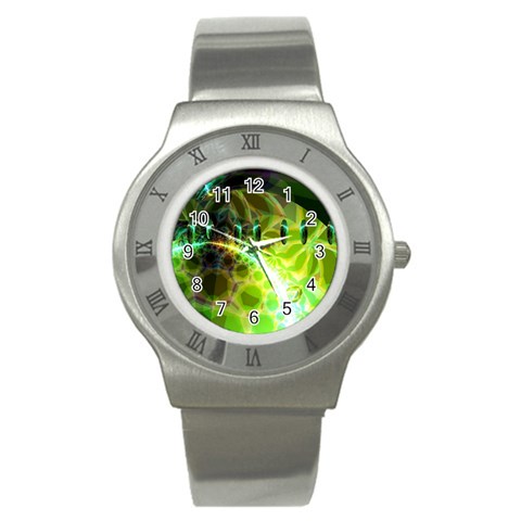 Dawn Of Time, Abstract Lime & Gold Emerge Stainless Steel Watch (Slim) from ArtsNow.com Front