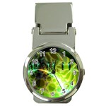 Dawn Of Time, Abstract Lime & Gold Emerge Money Clip with Watch