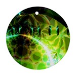 Dawn Of Time, Abstract Lime & Gold Emerge Round Ornament (Two Sides)