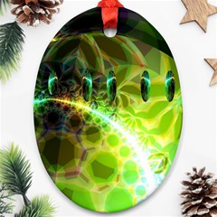 Dawn Of Time, Abstract Lime & Gold Emerge Oval Ornament (Two Sides) from ArtsNow.com Back