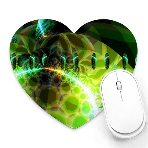 Dawn Of Time, Abstract Lime & Gold Emerge Mouse Pad (Heart) from ArtsNow.com Front