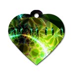 Dawn Of Time, Abstract Lime & Gold Emerge Dog Tag Heart (One Sided) 