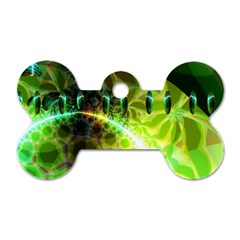 Dawn Of Time, Abstract Lime & Gold Emerge Dog Tag Bone (Two Sided) from ArtsNow.com Front