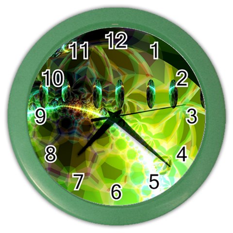 Dawn Of Time, Abstract Lime & Gold Emerge Wall Clock (Color) from ArtsNow.com Front