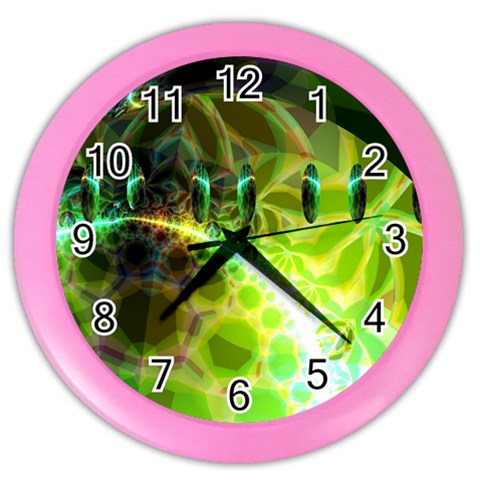 Dawn Of Time, Abstract Lime & Gold Emerge Wall Clock (Color) from ArtsNow.com Front