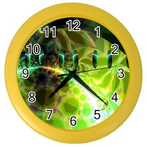 Dawn Of Time, Abstract Lime & Gold Emerge Wall Clock (Color) from ArtsNow.com Front