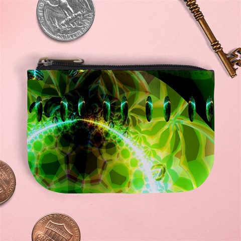 Dawn Of Time, Abstract Lime & Gold Emerge Coin Change Purse from ArtsNow.com Front